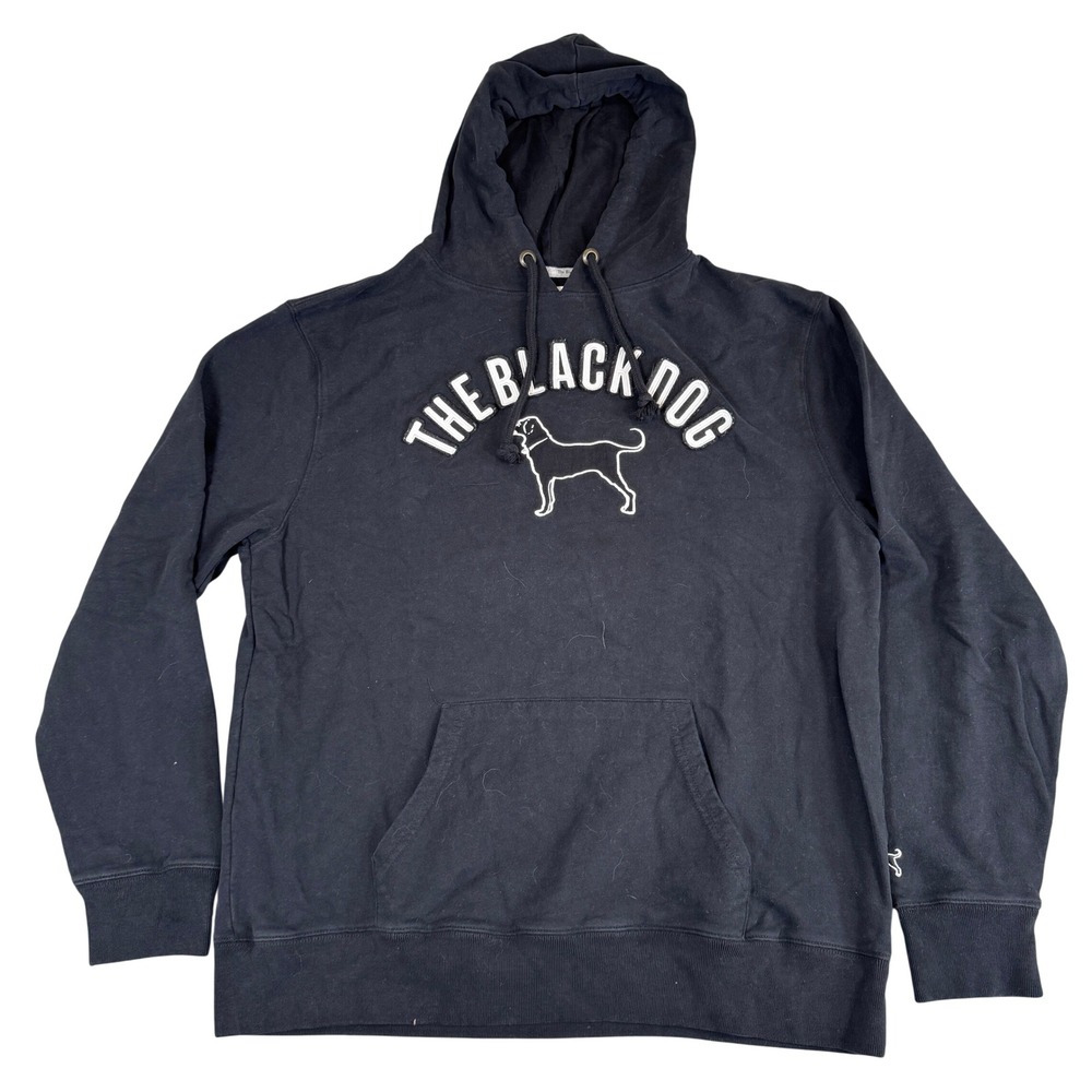 The Black Dog Classic Collection Black Cotton Hoodie Chenille Logo Mens Large